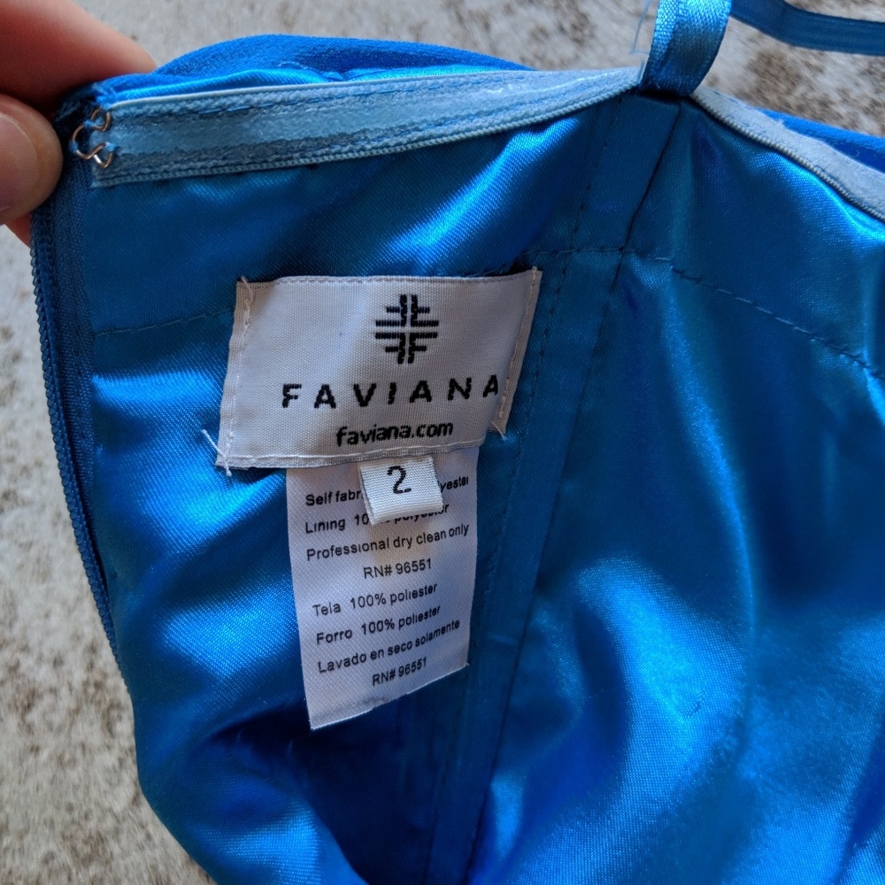 Blue Bridesmaid Gown by Faviana - Picture 6 of 7